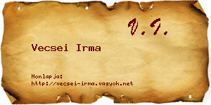Vecsei Irma névjegykártya